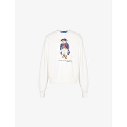 Womens Polo Ralph Lauren Bear-print long-sleeve cotton-blend stretch-jersey sweatshirt