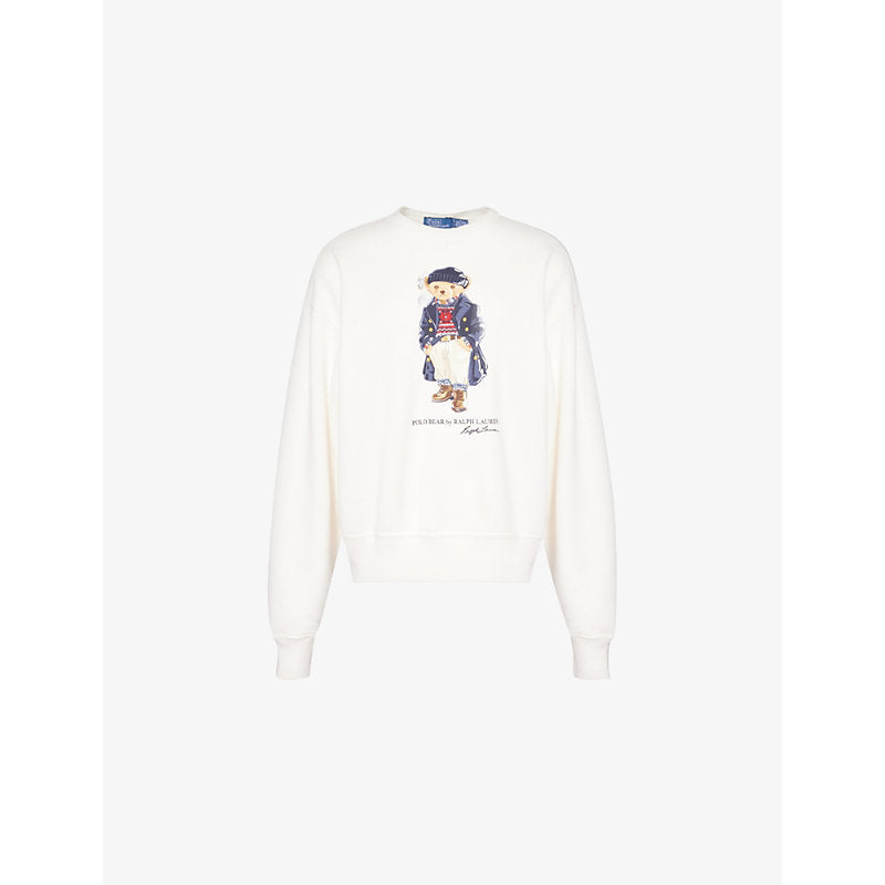 Womens Polo Ralph Lauren Bear-print long-sleeve cotton-blend stretch-jersey sweatshirt