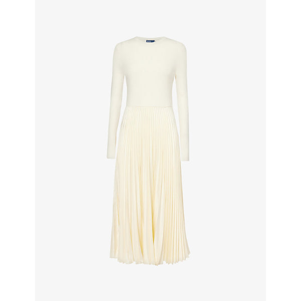 Polo Ralph Lauren Jamie knitted pleated stretch-wool blend midi dress | POLO RALPH LAUREN