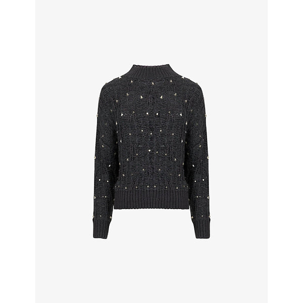 Leem Metal-embellished long-sleeve knitted jumper