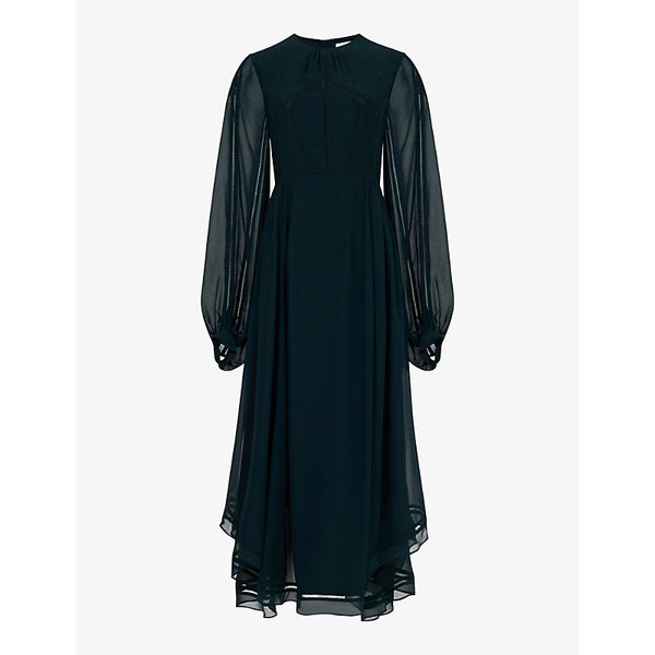 Leem Ladder-stitch balloon-sleeve woven maxi dress