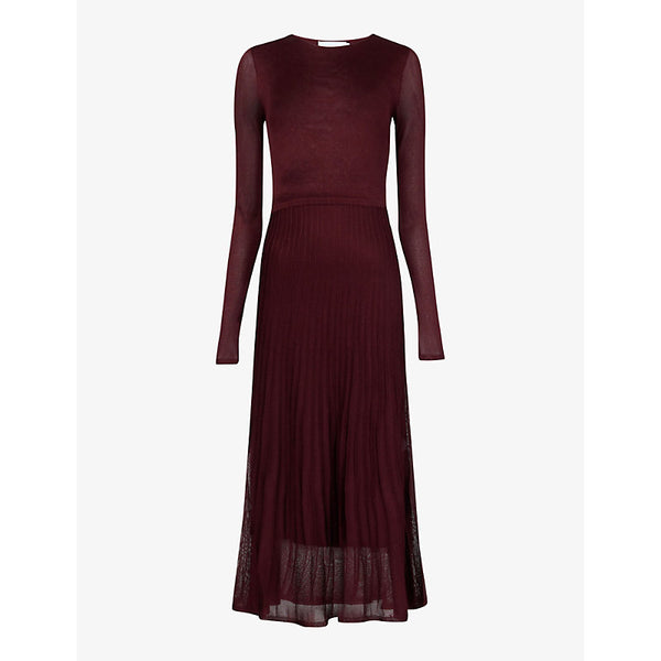 Leem Slim-fit round-neck pleated knitted midi dress | LEEM