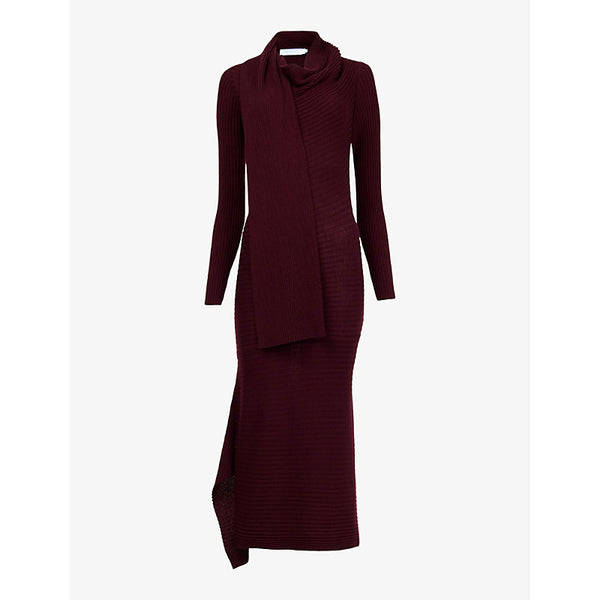 Leem Cowl-neck slim-fit knitted midi dress