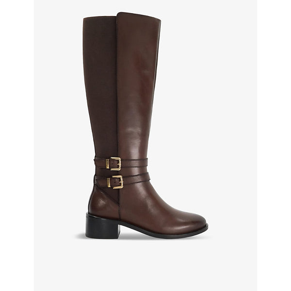 Dune Tatter double-buckle flat leather knee-high boots | Dune