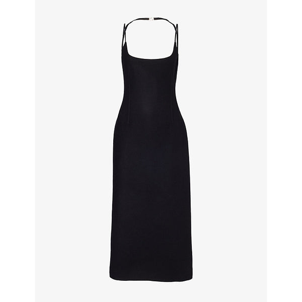 Gucci Scoop-neck shoulder-strap wool midi dress