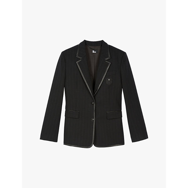 The Kooples Notched-lapels embroidered-motif wool-blend jacket