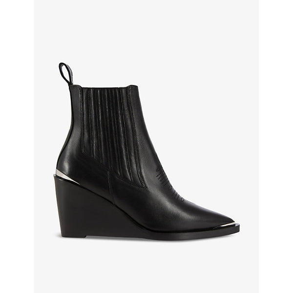 The Kooples Western wedge-heel leather ankle boots | The Kooples