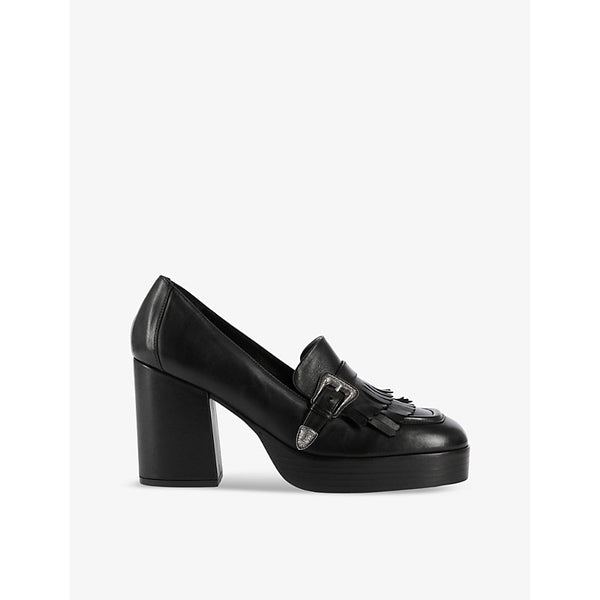 The Kooples Buckle-embellished fringed heeled leather shoes