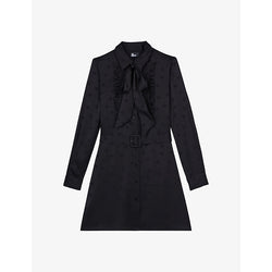 The Kooples Jacquard lavallière-collar woven mini dress | THE KOOPLES