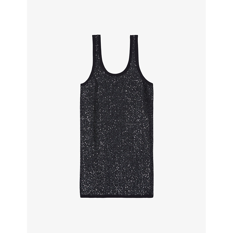 The Kooples Round-neck sequin-embroidered knitted mini dress | THE KOOPLES