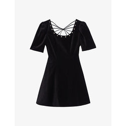 The Kooples Stud-embellished round-neck cotton mini dress | THE KOOPLES