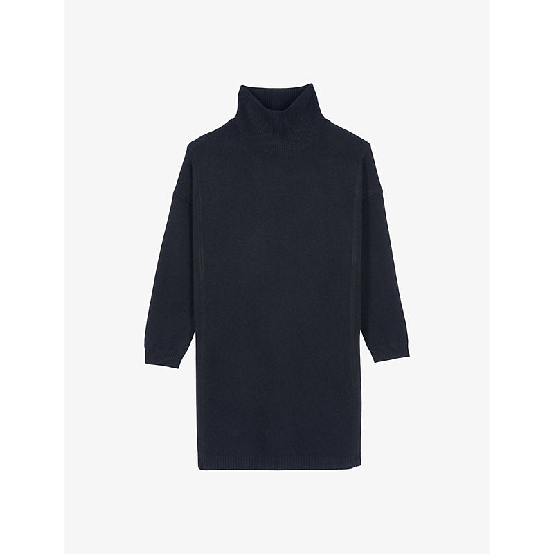 The Kooples High-neck dropped-shoulder cashmere-blend midi dress | THE KOOPLES