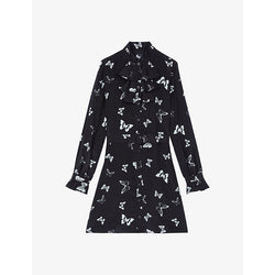 The Kooples High-neck ruffle-trim silk mini dress | THE KOOPLES