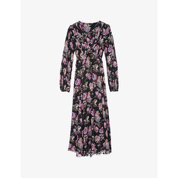 The Kooples Floral-print ruffled-panel woven maxi dress | THE KOOPLES