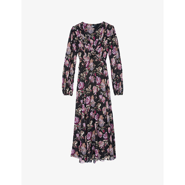 The Kooples Floral-print ruffled-panel woven maxi dress