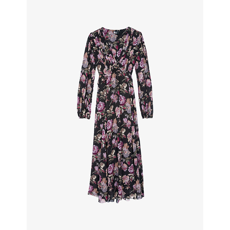 The Kooples Floral-print ruffled-panel woven maxi dress | THE KOOPLES