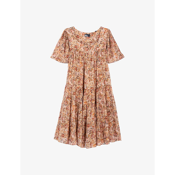 The Kooples Square-neck floral-print woven mini dress | THE KOOPLES