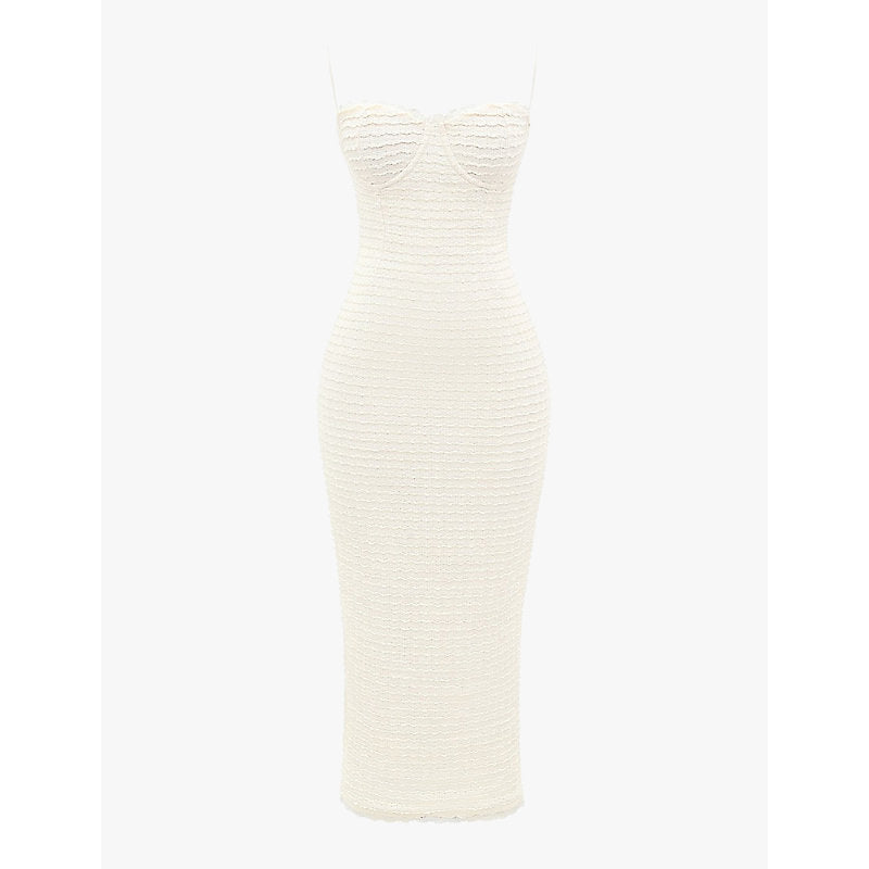 House Of Cb Elinor frill-lace crochet-knit midi dress | HOUSE OF CB