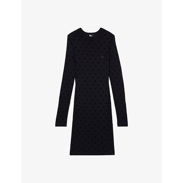 The Kooples Polka-dot print round-neck jersey mini dress | THE KOOPLES