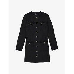 The Kooples Round-neck patch-pocket woven mini dress | THE KOOPLES