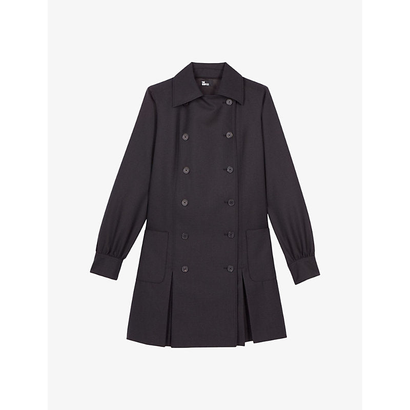 The Kooples Double-breasted pleated woven mini dress | THE KOOPLES