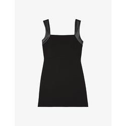 The Kooples Square-neckline bow stretch-woven mini dress | THE KOOPLES