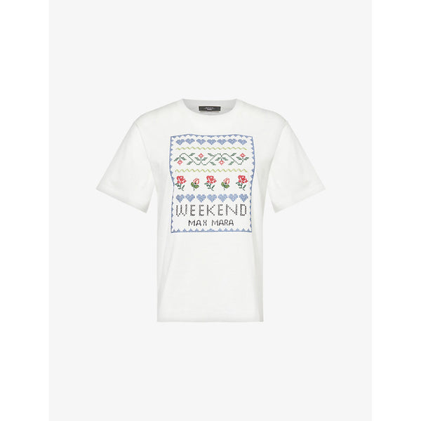 Weekend Max Mara Embroidered short-sleeve cotton-jersey T-shirt