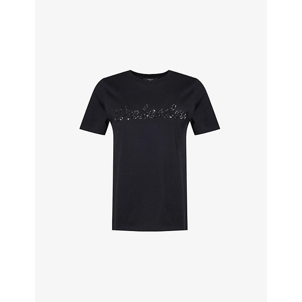 Weekend Max Mara Sequin-text short-sleeve cotton-jersey T-shirt