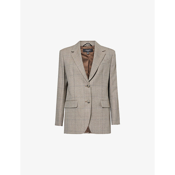 Weekend Max Mara Burgos Single-Breasted Check-Pattern Wool Blazer