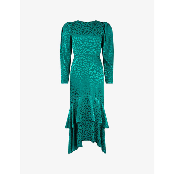 Ro&Zo Angelina animal-jacquard flute-hem woven midi dress | RO&ZO