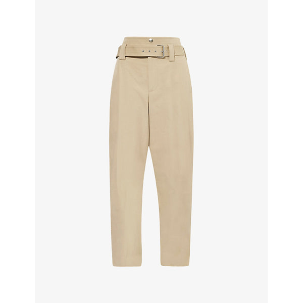 Bottega Veneta Belted two-slip-pockets straight-leg high-rise cotton-blend trousers