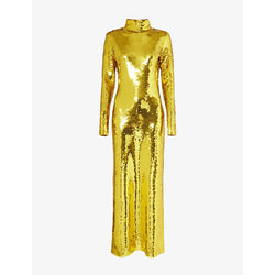 Bottega Veneta High-neck sequin-embellished woven maxi dress | BOTTEGA VENETA