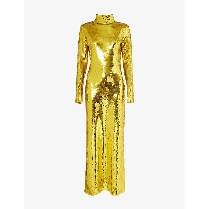 Bottega Veneta High-neck sequin-embellished woven maxi dress | BOTTEGA VENETA