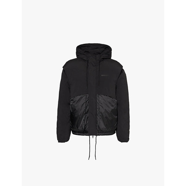 Represent Layered hooded canvas-down jacket