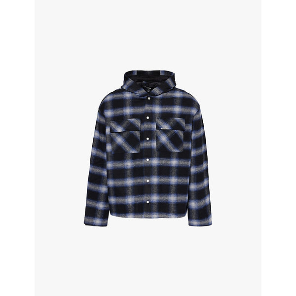 Represent Check-pattern hooded flannel jacket