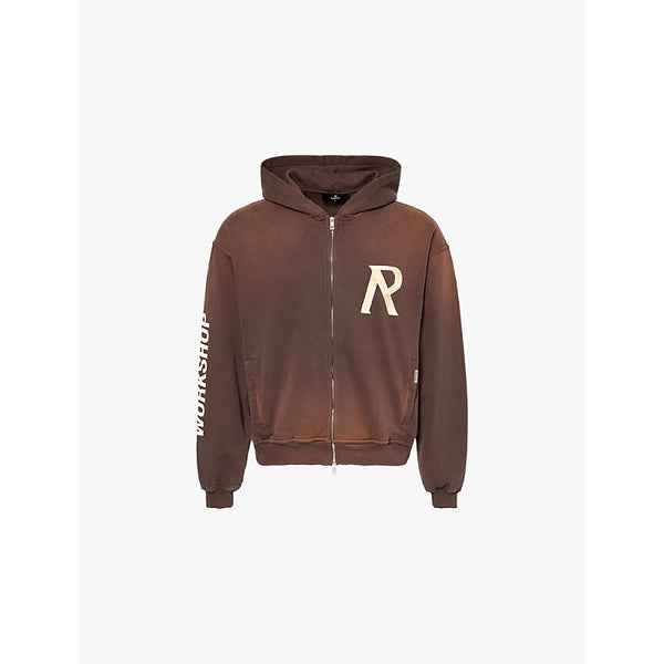 Represent Initial zip-front cotton-jersey hoody