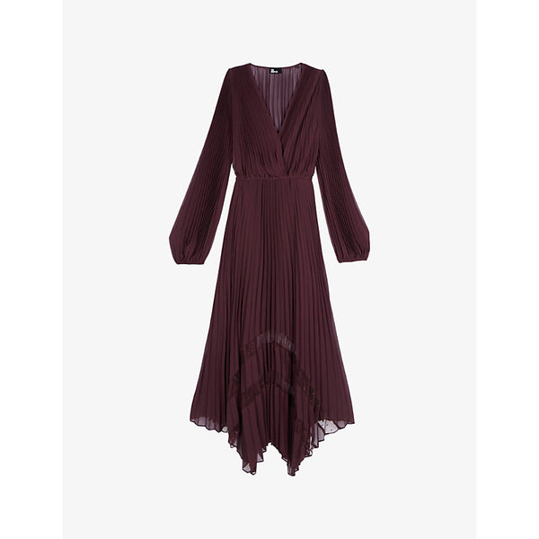 The Kooples Asymmetric-hem pleated woven maxi dress