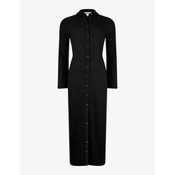 Ro&Zo Button-down long-sleeve ribbed stretch-knit midaxi dress | RO&ZO