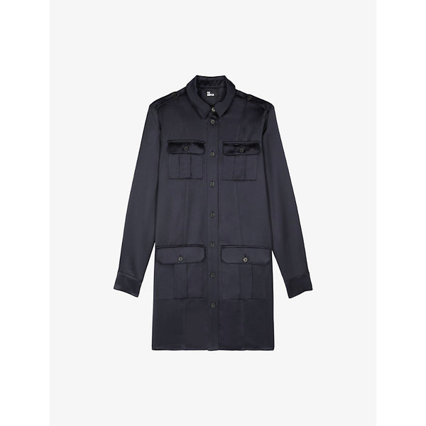 The Kooples Patch-pocket button-down woven mini dress | THE KOOPLES