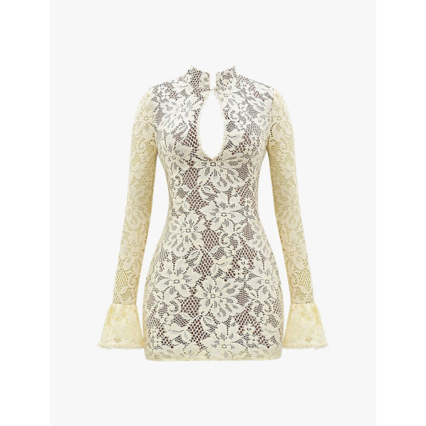 House of CB Brianna cut-out keyhole lace mini dress