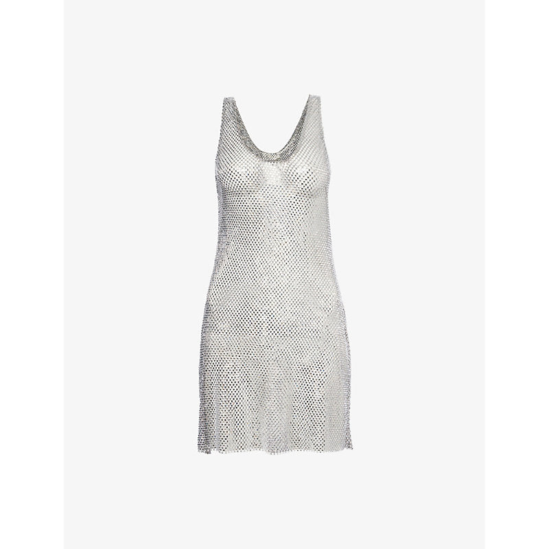 Cult Naked Stardust crystal-embellished netted stretch recycled-polyester mini dress | CULT NAKED