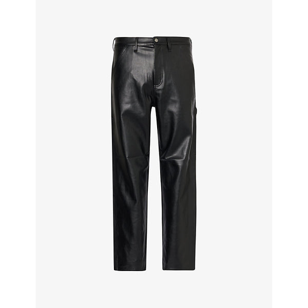 Carhartt WIP Brand-Patch Straight-Leg Regular-Fit Faux-Leather Trousers