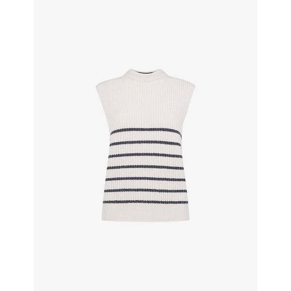 Whistles Round-neck relaxed-fit striped knitted tank