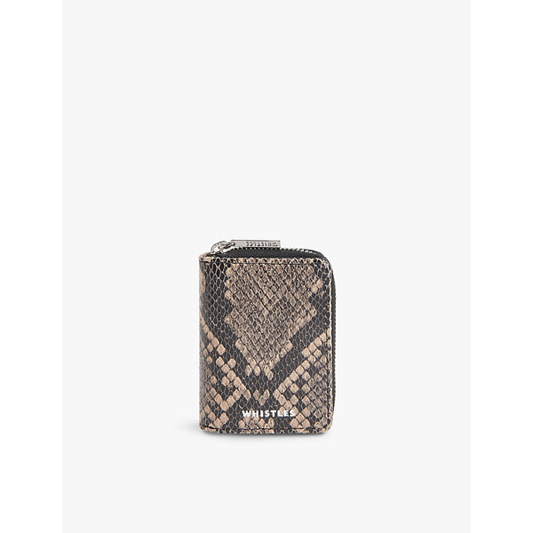 Whistles Koa branded snakeskin-effect leather purse