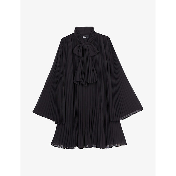 The Kooples Pleated long-sleeve woven mini dress