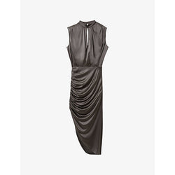 Reiss x Atelier Aude ruched stretch-silk maxi dress | REISS