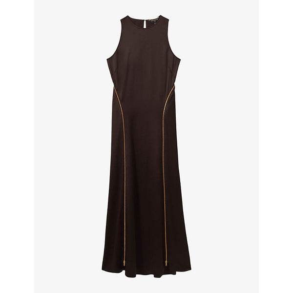 Reiss x Atelier Leanna zip-panel satin and wool maxi dress | REISS