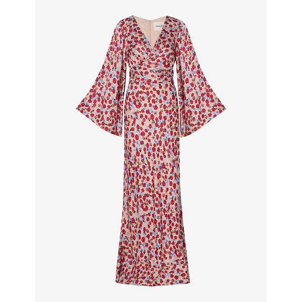 Malina Juliet floral-print satin maxi Dress | MALINA