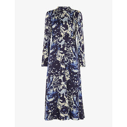 Whistles Dazzled floral satin midi dress | WHISTLES