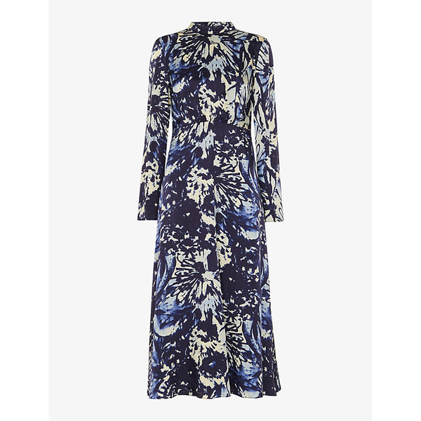 Whistles Dazzled floral satin midi dress